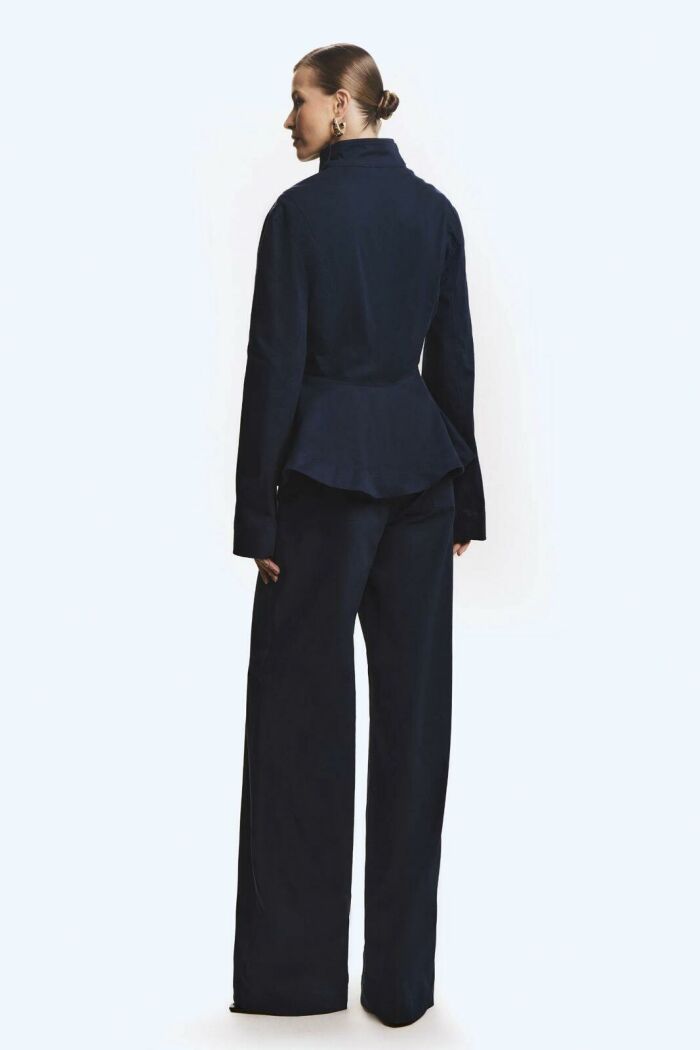 Imagem de Calça Pantalona Estruturada Bolso Costas Azul-Marinho Zen