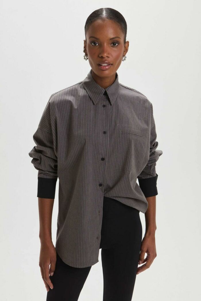 Imagem de Camisa Lorena Greige Striped Le Blog
