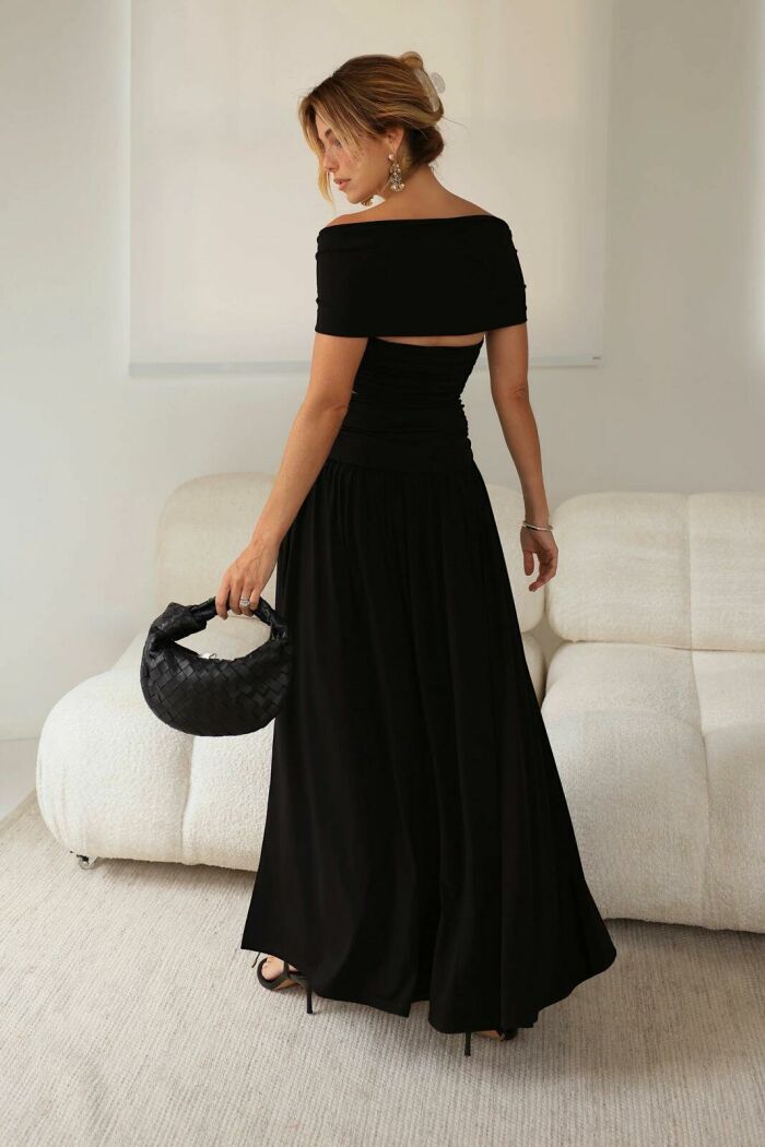 Imagem de Saia Mídi Ampla Cós Largo Com Detalhe Preto Zen