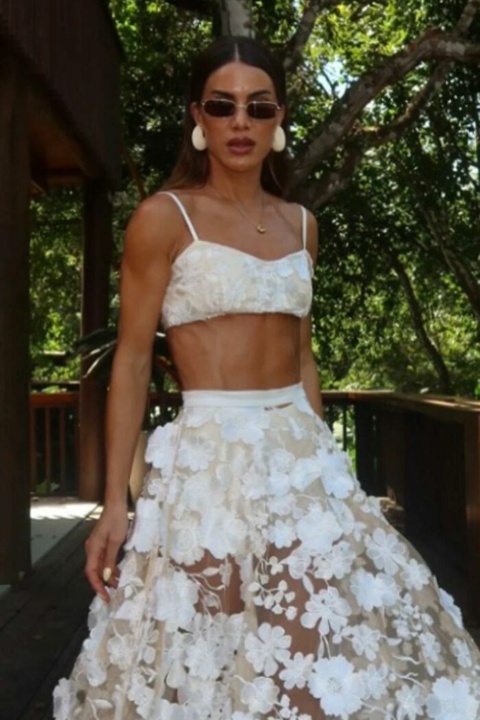 Imagem de Top De Alça Fina Em Tule Bordado Off White Zen