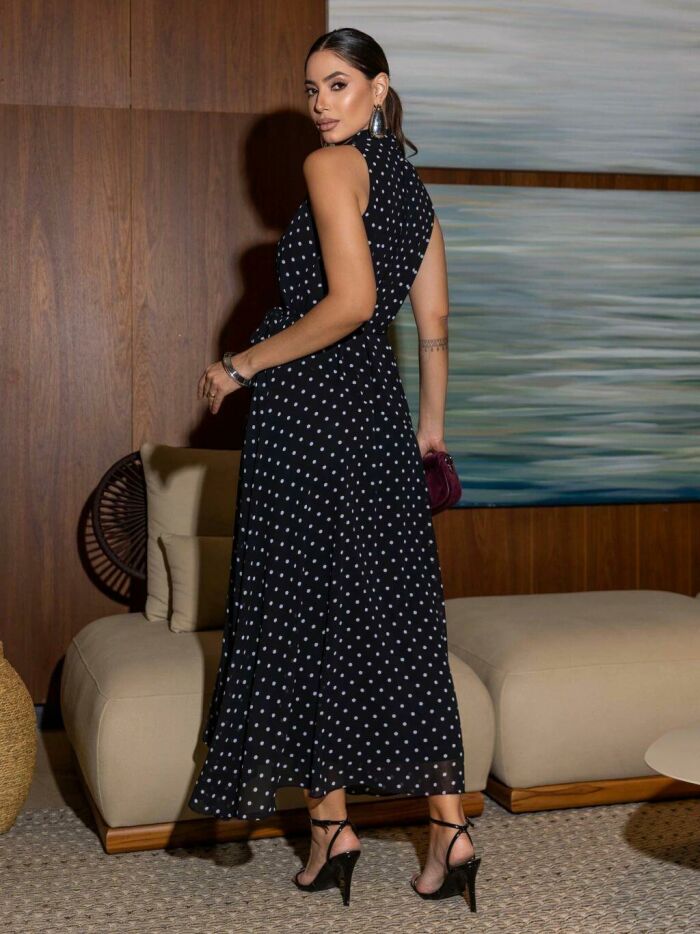 Imagem de Vestido Chiffon Poá Longo Luzia Fazzolli