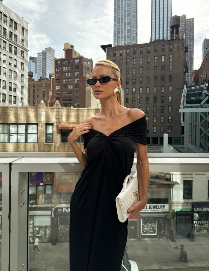 Imagem de Vestido longo Com Nó Frontal e Sobreposição Preto Zen