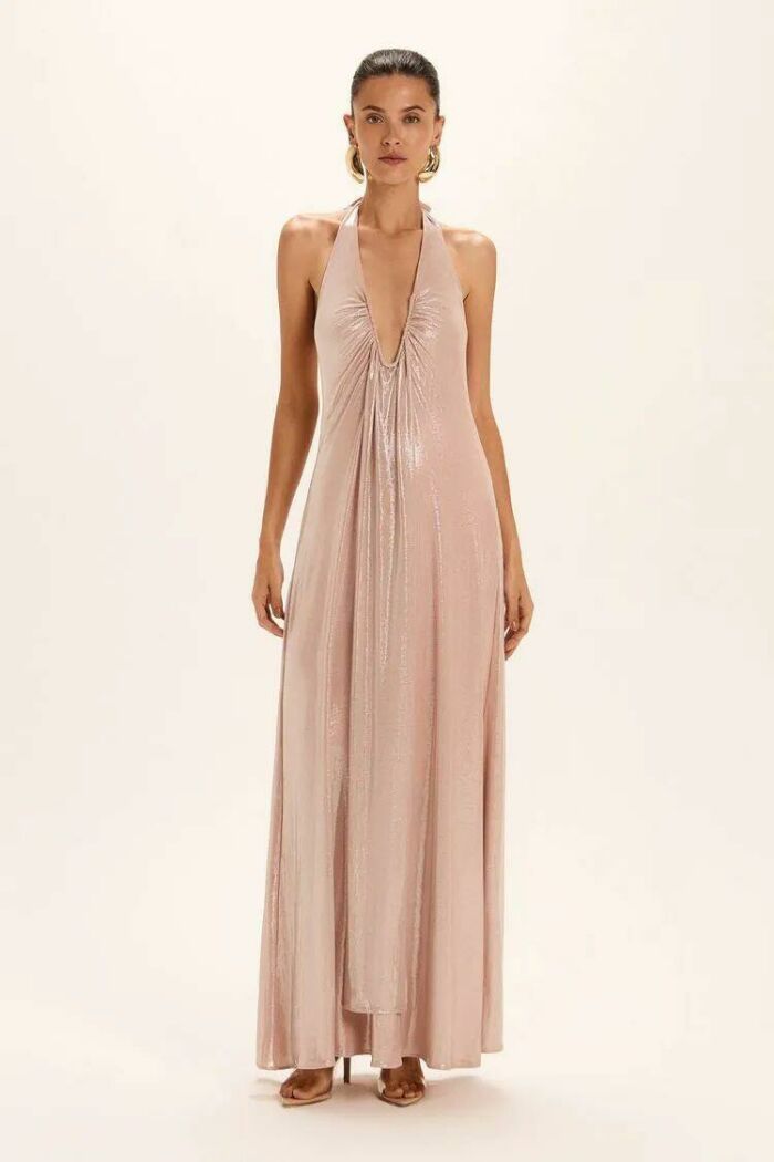 Imagem de Vestido Longo Selena Rosa Doce Brilho Le Blog