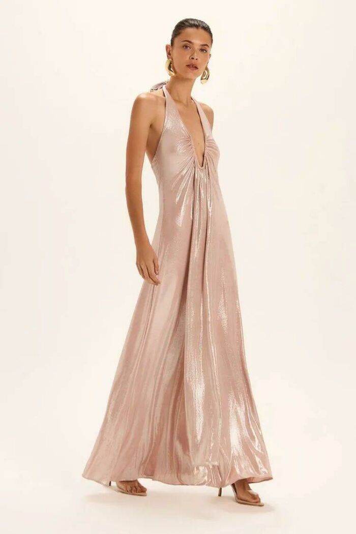 Imagem de Vestido Longo Selena Rosa Doce Brilho Le Blog