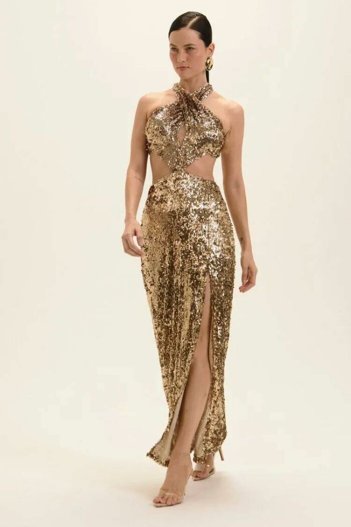 Imagem de Vestido Longo Tamie Dourado Le Blog