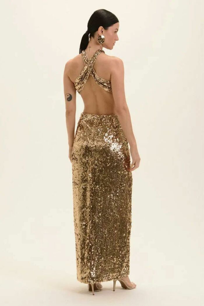 Imagem de Vestido Longo Tamie Dourado Le Blog