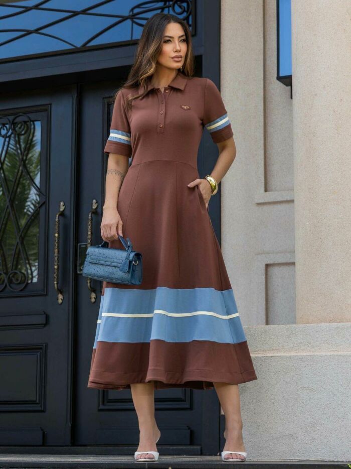 Imagem de Vestido Moletinho Bicolor Luzia Fazzolli