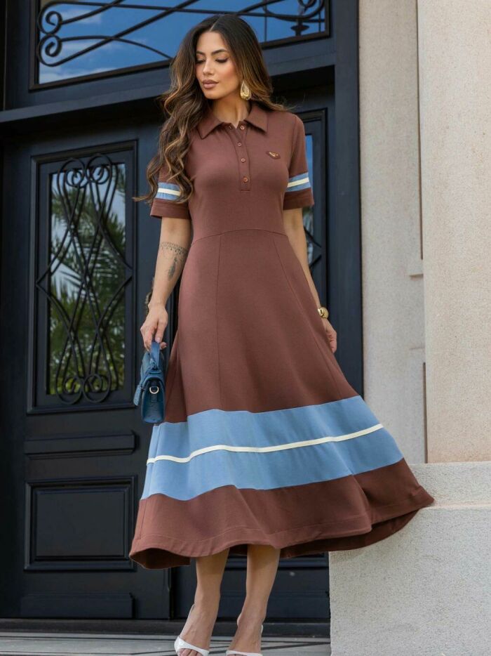 Imagem de Vestido Moletinho Bicolor Luzia Fazzolli