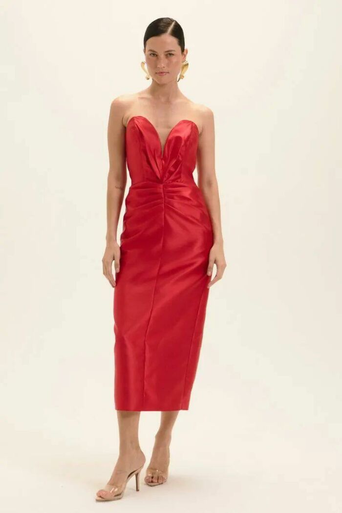 Imagem de Vestido Mídi Cintia Vermelho Bolero Le Blog