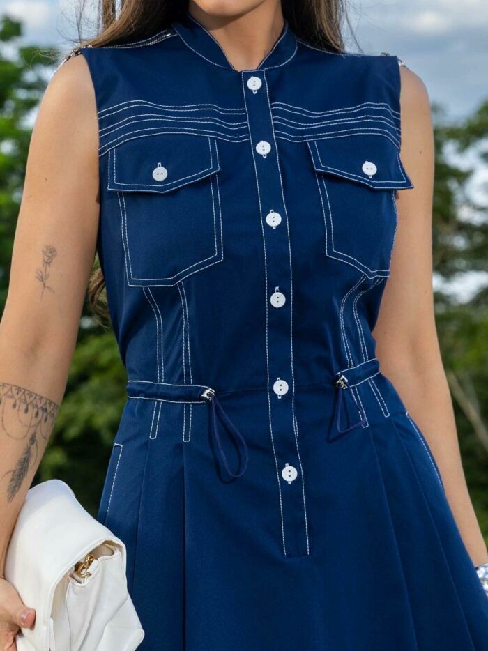 Imagem de Vestido Sarja Detalhe Pesponto Luzia Fazzolli