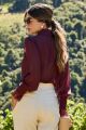 Imagem adicional 2 do item Camisa de Chiffon Com Renda Chantilly Vinho Luzia Fazzolli