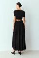 Imagem adicional 2 do item Saia Mídi Ampla Cós Largo Com Detalhe Preto Zen