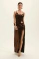 Imagem adicional 2 do item Vestido Dominique Marrom Brilho Le Blog