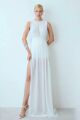 Imagem adicional 2 do item Vestido Longo Acinturado Corpo e Barra Fluida Off White Zen