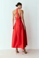 Imagem adicional 0 do item Vestido Mídi Amarração Costas e Pescoço Barra Ampla Vermelho Tomate Zen