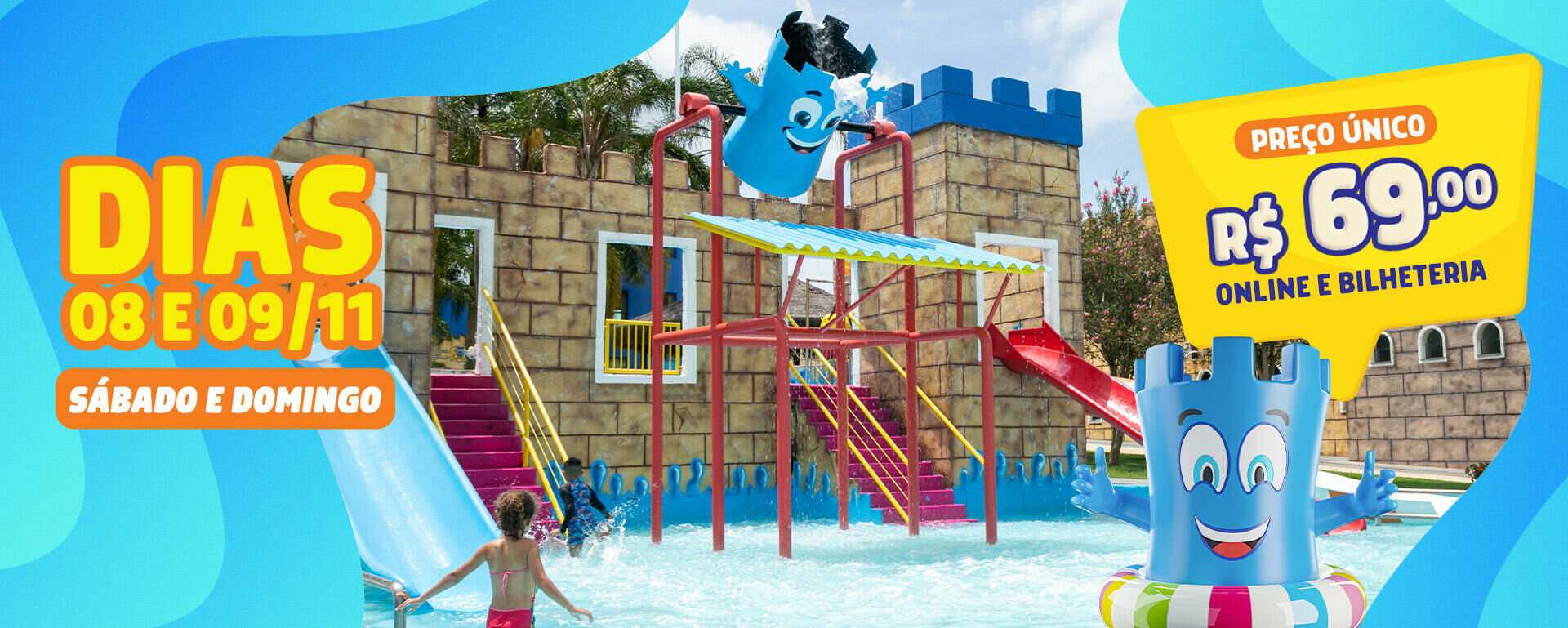 Banner feriado em Castelo Park Aquático