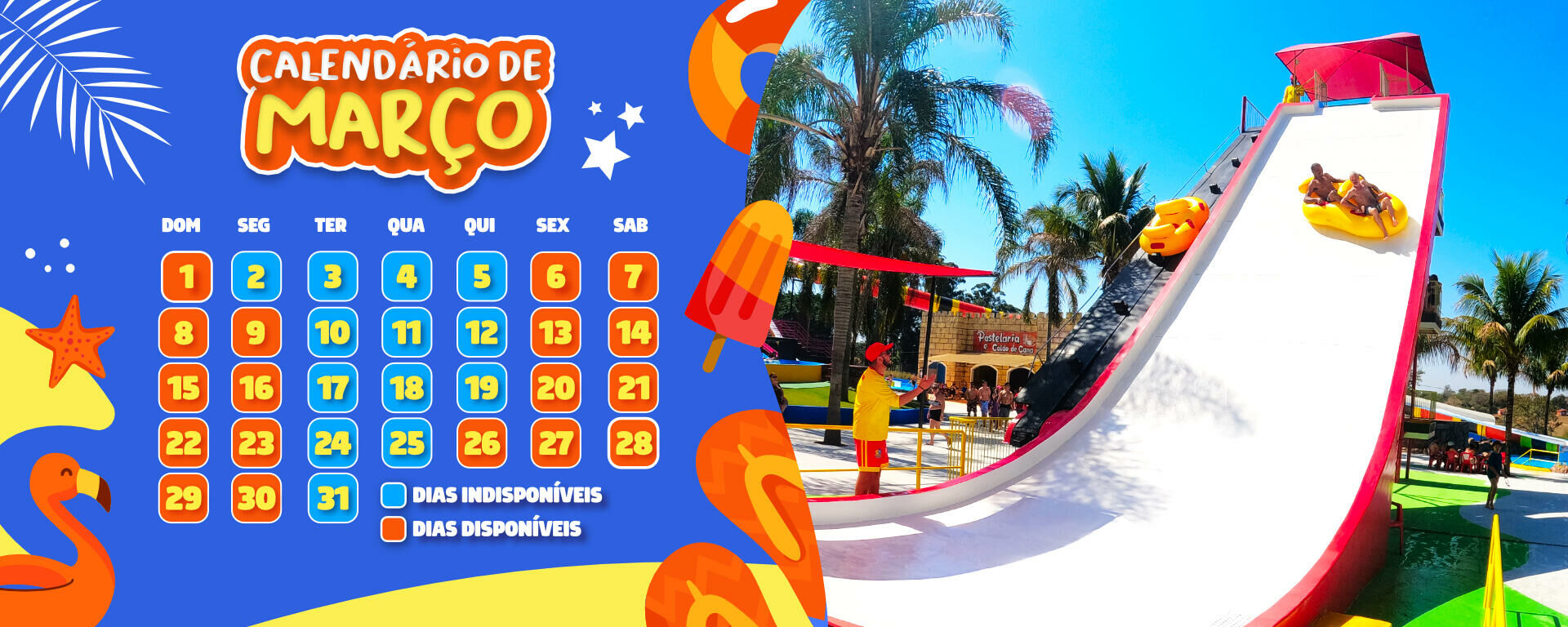 Banner feriado em Castelo Park Aquático