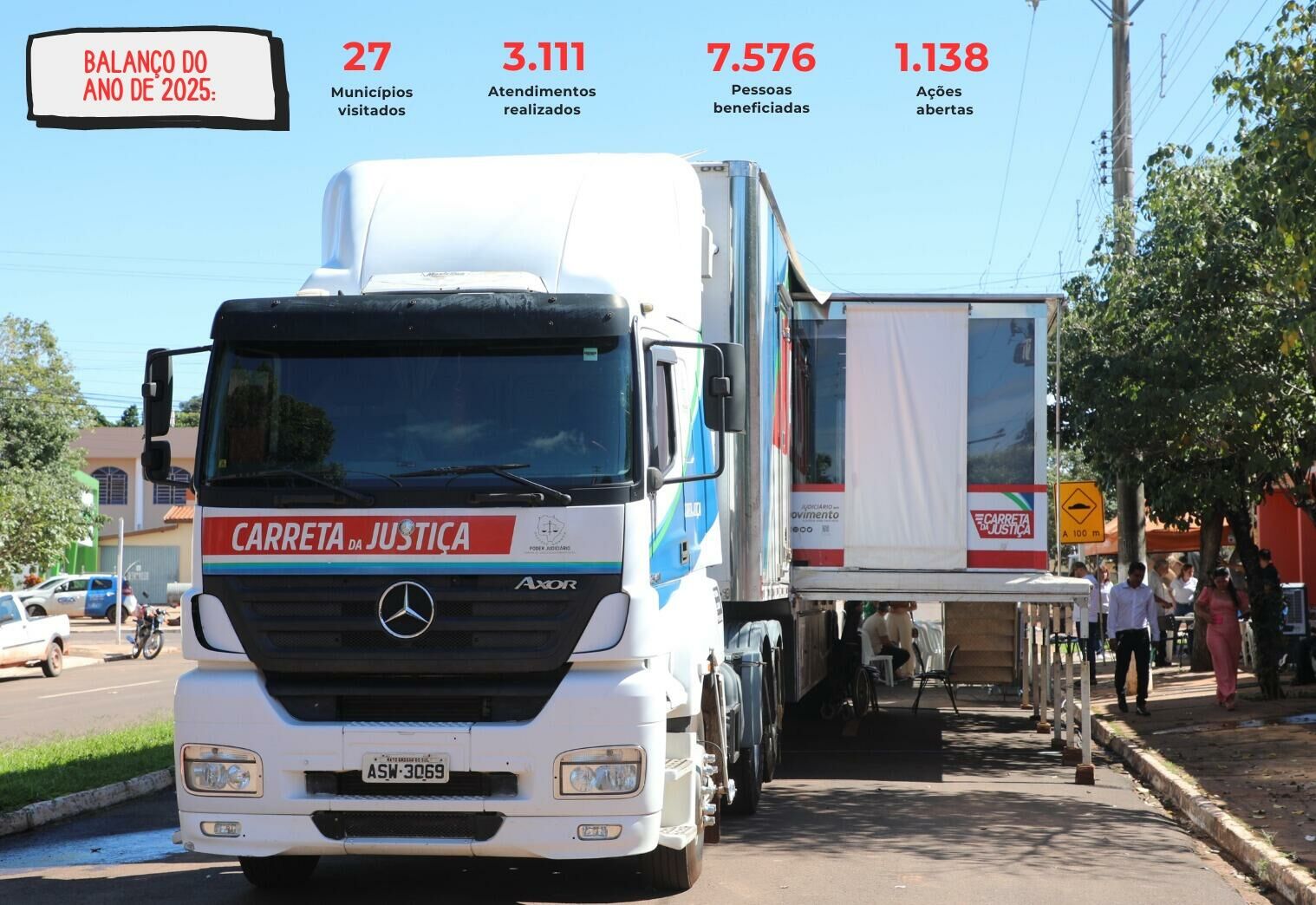 Imagem de compartilhamento para o artigo A Carreta da Justiça abre cronograma de atendimentos de 2026 em Alcinópolis com serviços gratuitos à população da MS Todo dia