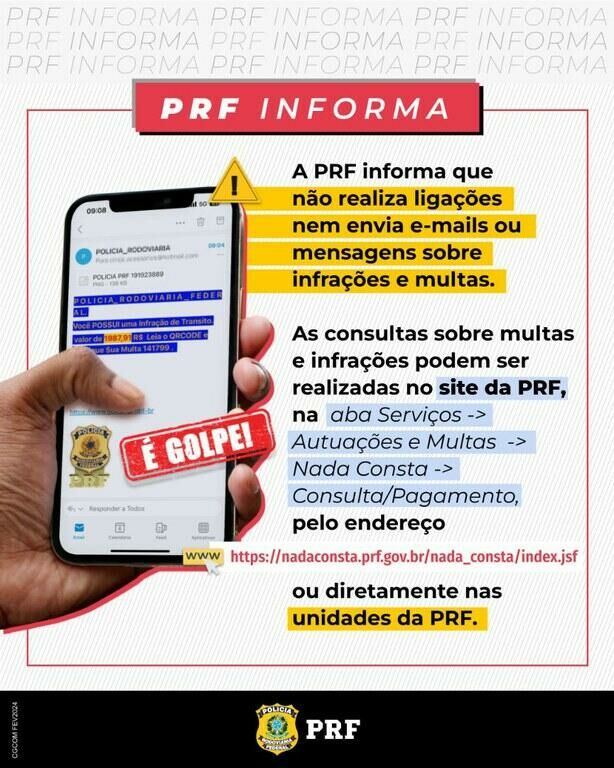 Imagem de compartilhamento para o artigo Alerta: criminosos usam nome da PRF para aplicar golpes da MS Todo dia