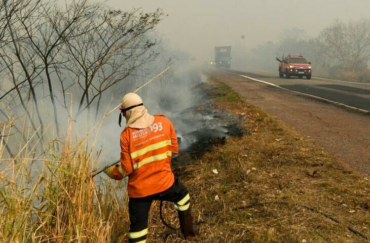 Imagem de compartilhamento para o artigo Fogo e fumaça se intensificam e combate aos incêndios continua a ter reforços no Pantanal de MS da MS Todo dia