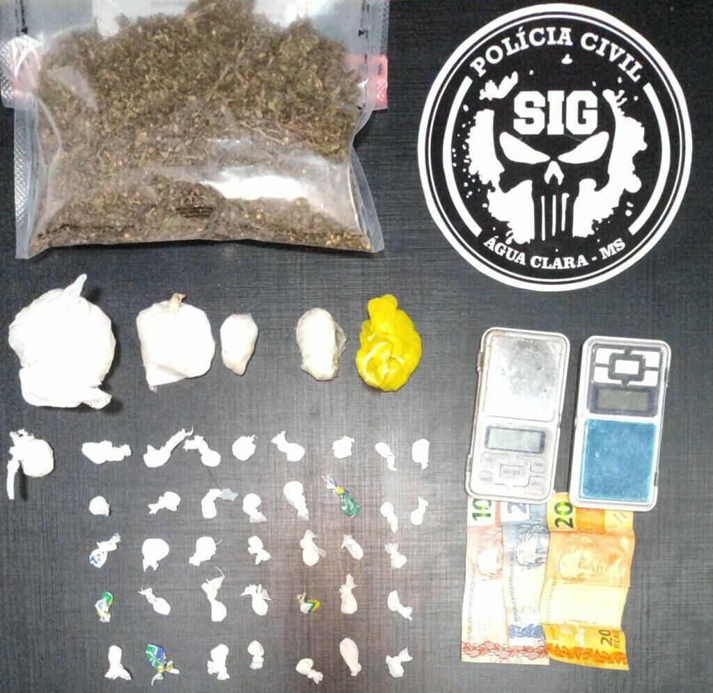 Imagem de compartilhamento para o artigo Polícia Civil prende dois homens com maconha, cocaína e  haxixe  em Água Clara da MS Todo dia