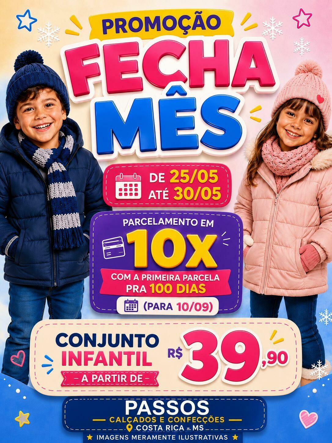 Imagem de compartilhamento para o artigo Passos Confecções lança promoção “Fecha Mês” com pagamento em até 10 vezes e primeira parcela para setembro da MS Todo dia