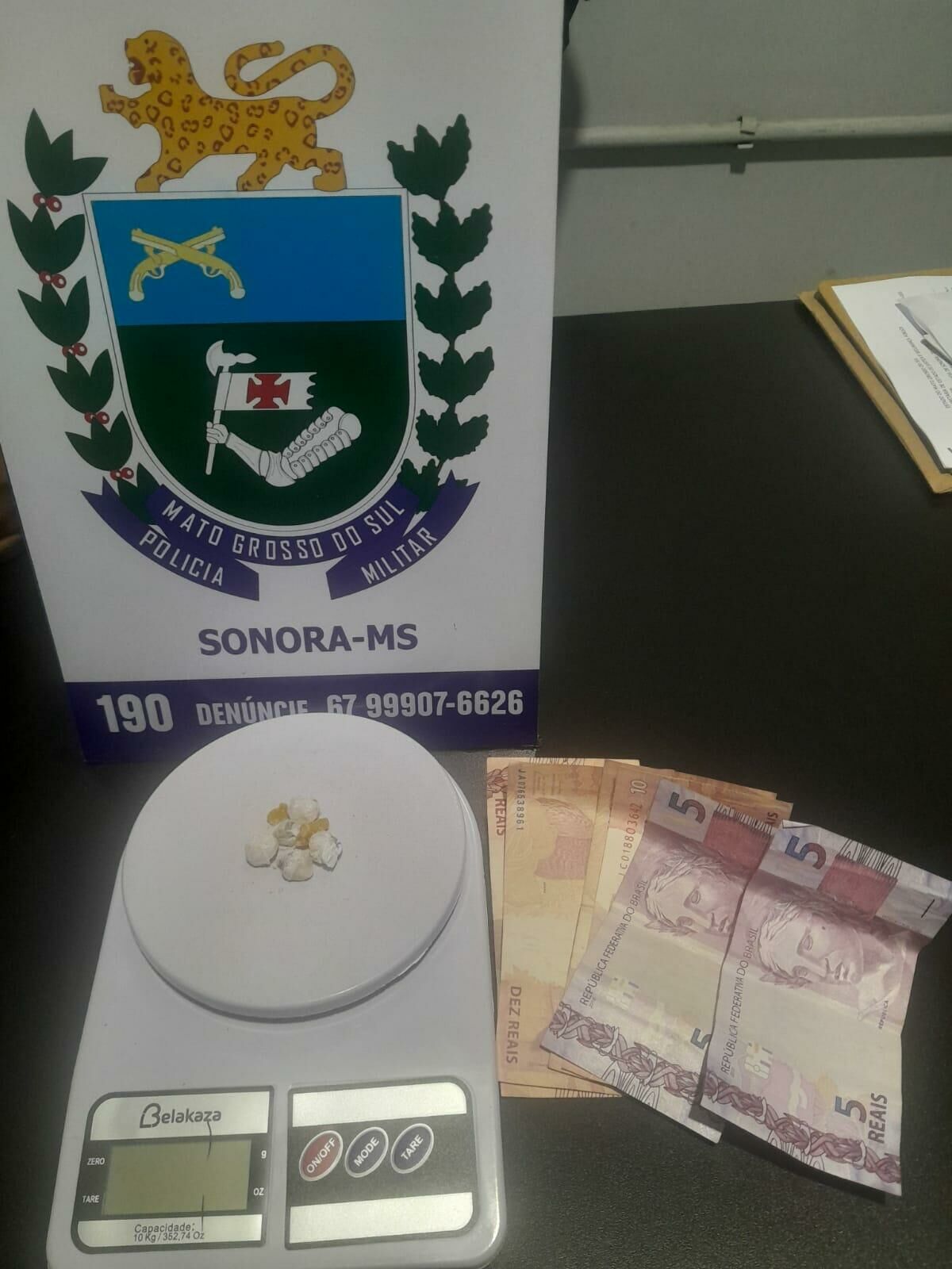 Imagem de compartilhamento para o artigo Jovem de 18 anos é preso com porções de pasta base durante patrulhamento em Sonora da MS Todo dia