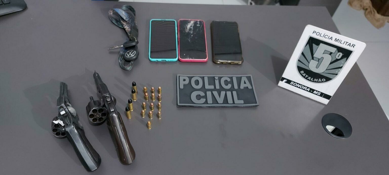 Imagem de compartilhamento para o artigo Trio é preso com armas e munições em ação conjunta da Polícia Militar e Civil em Sonora da MS Todo dia