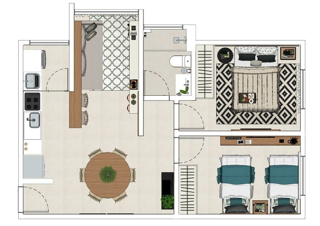 Imagem da planta tipo 1 - Residencial Village Fama