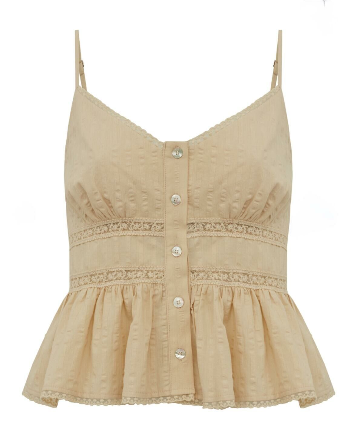Imagem de Blusa Bege Algodão Peplum - Esmeral