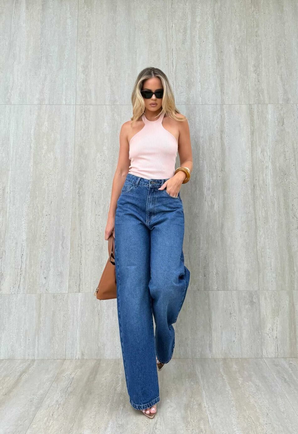 Imagem de Calça Wide Leg Jeans Escuro Nancy