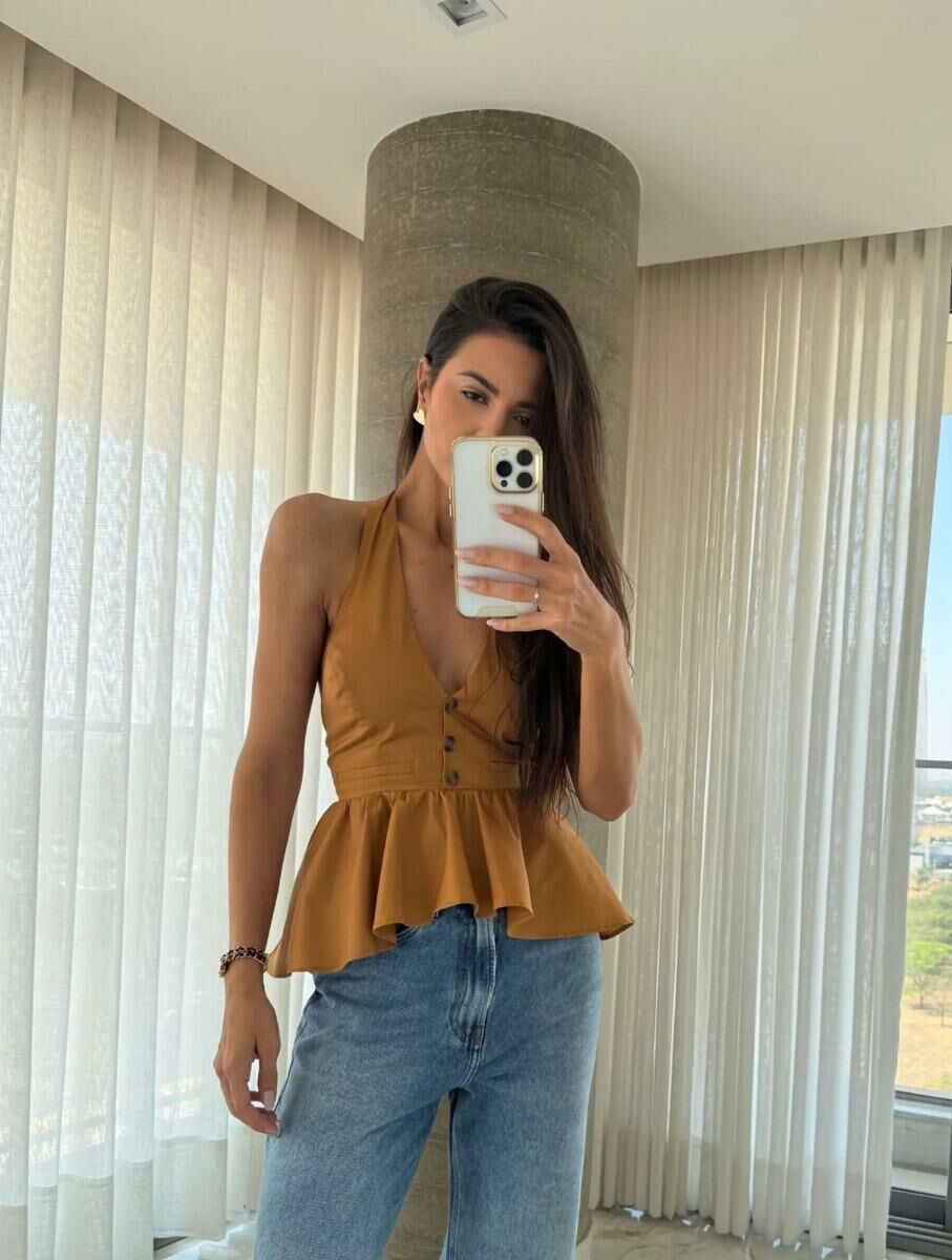 Blusa Suzana Mostarda Cloude | Donna Oficial