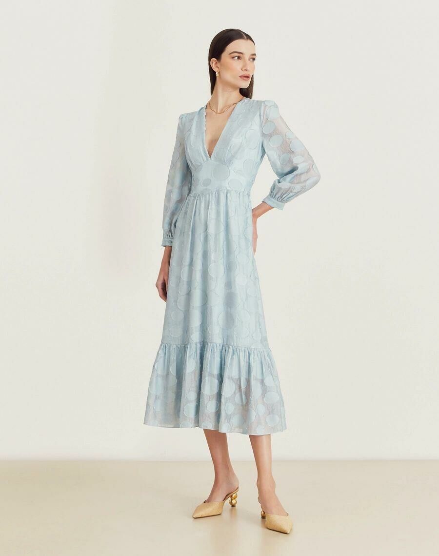 Vestido Mídi Moss Azul Amissima | Donna Oficial