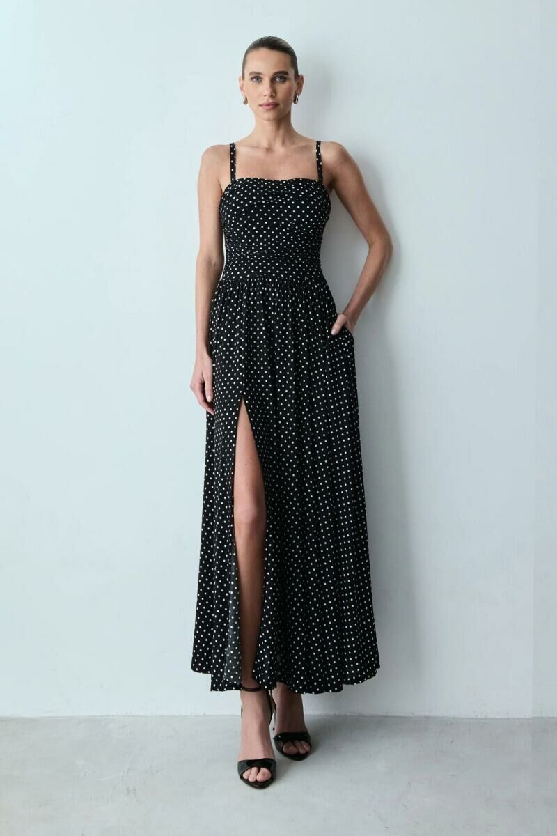 Imagem de Vestido Mídi Com Drapeados Busto Alças Médias Poás Zen