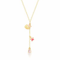 Imagem de COLAR GRAVATA KIDS COM PINGENTES E ZIRCONIA ROSA