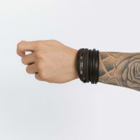 Imagem de PULSEIRA CINCO VOLTAS COM COURO TRANÇADO - AÇO