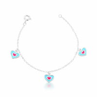 Imagem de PULSEIRA KIDS COM TRÊS PINGENTES CORAÇÃO - PRATA 925