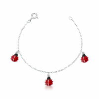 Imagem de PULSEIRA KIDS COM TRÊS PINGENTES JOANINHAS - PRATA 925