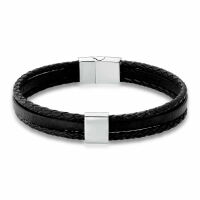 Imagem de PULSEIRA TRÊS VOLTAS COURO TRANÇADO PRETO - AÇO