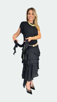 Imagem adicional 0 do item Blusa Assimétrica Bia Boho Chic com Alça e Manga - Elegância e Estilo em Cada Detalhe