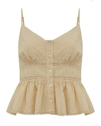 Imagem de Blusa Bege Algodão Peplum - Esmeral
