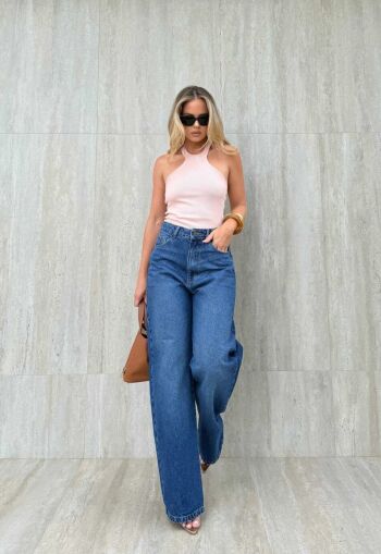Imagem de Calça Wide Leg Jeans Escuro Nancy