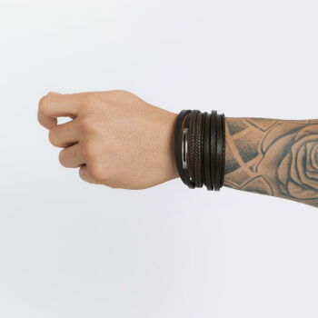 Imagem do produto PULSEIRA CINCO VOLTAS COM COURO TRANÇADO - AÇO