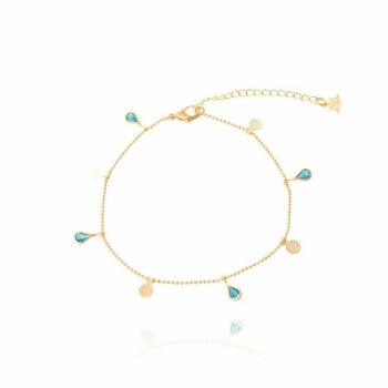 Imagem do produto TORNOZELEIRA BOLINHA COM GOTA ZIRCÔNIA AZUL