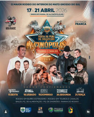 Imagem da notícia Com final da Ekip Rozeta Nacional, Festa do Peão de Alcinópolis se aproxima e terá cinco dias de shows gratuitos