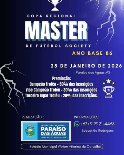 Imagem da notícia Com participação de Costa Rica, Copa Regional Master abre calendário esportivo de 2026 em Paraíso das Águas