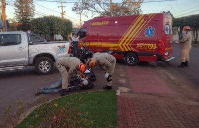 Imagem da notícia Motociclista fica ferido após acidente com caminhonete em Chapadão do Sul