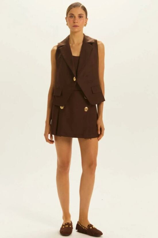 Imagem de Shorts Saia Pâmela Marrom Coffee Le Blog