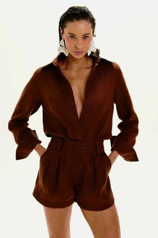 Imagem de Camisa Bia Marrom Pareô Le Blog