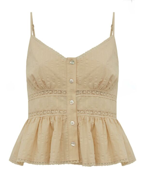 Imagem de Blusa Bege Algodão Peplum - Esmeral